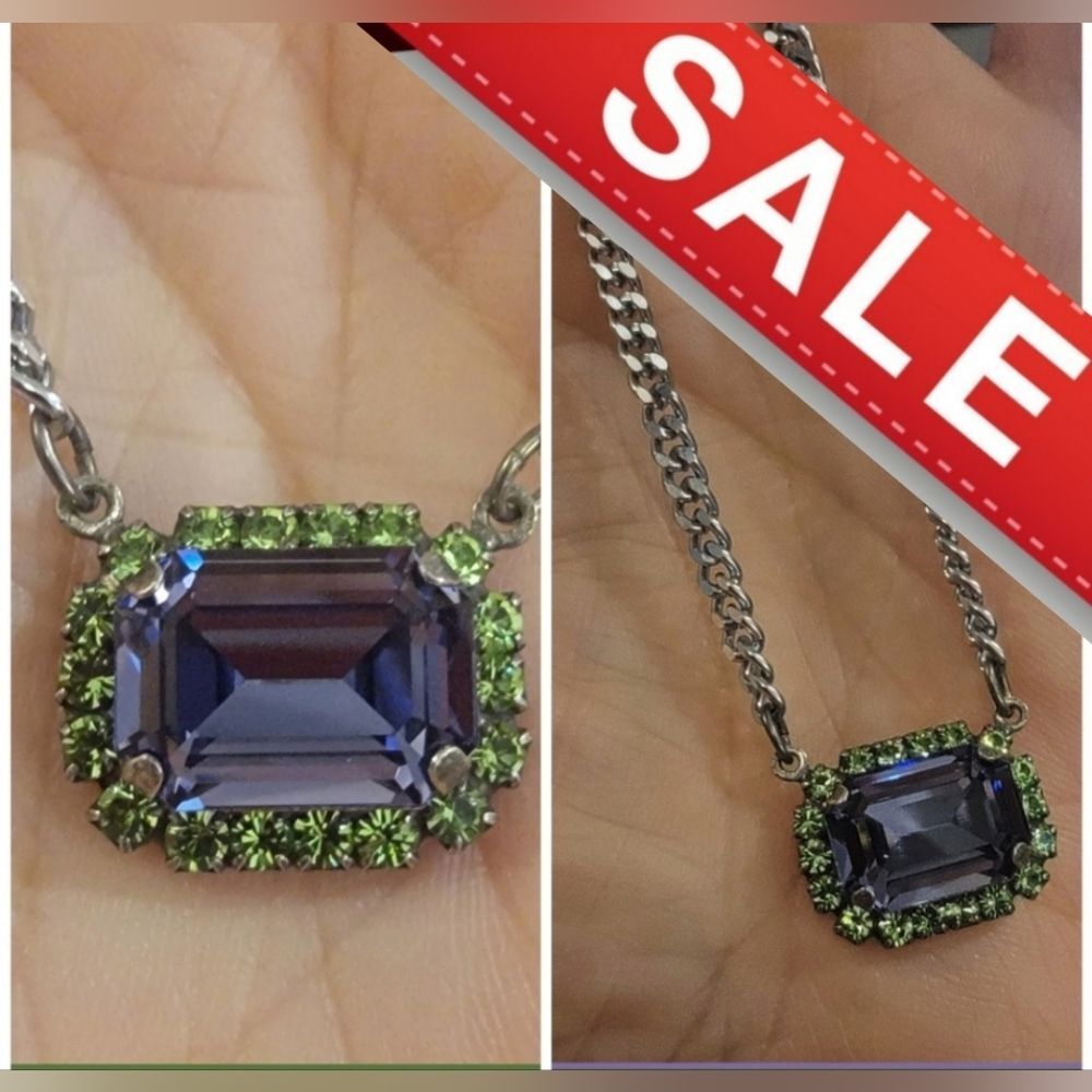 #Sabika Summer 2023 Rect Grace Necklace Purple Emerald Cut #NWOT